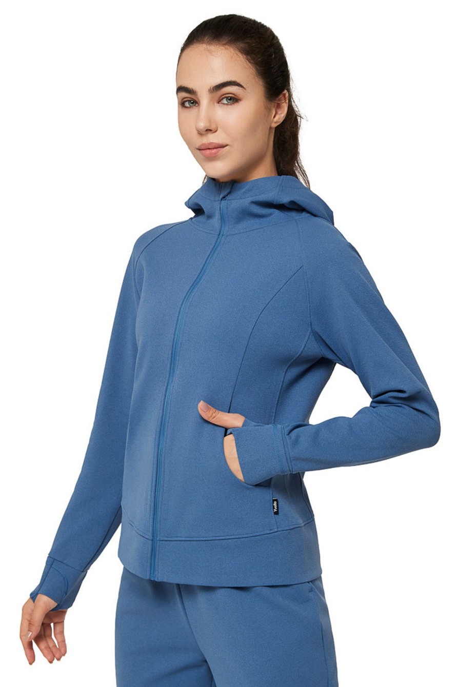 Tops Yvette | Zip Hoodie Clea Blue