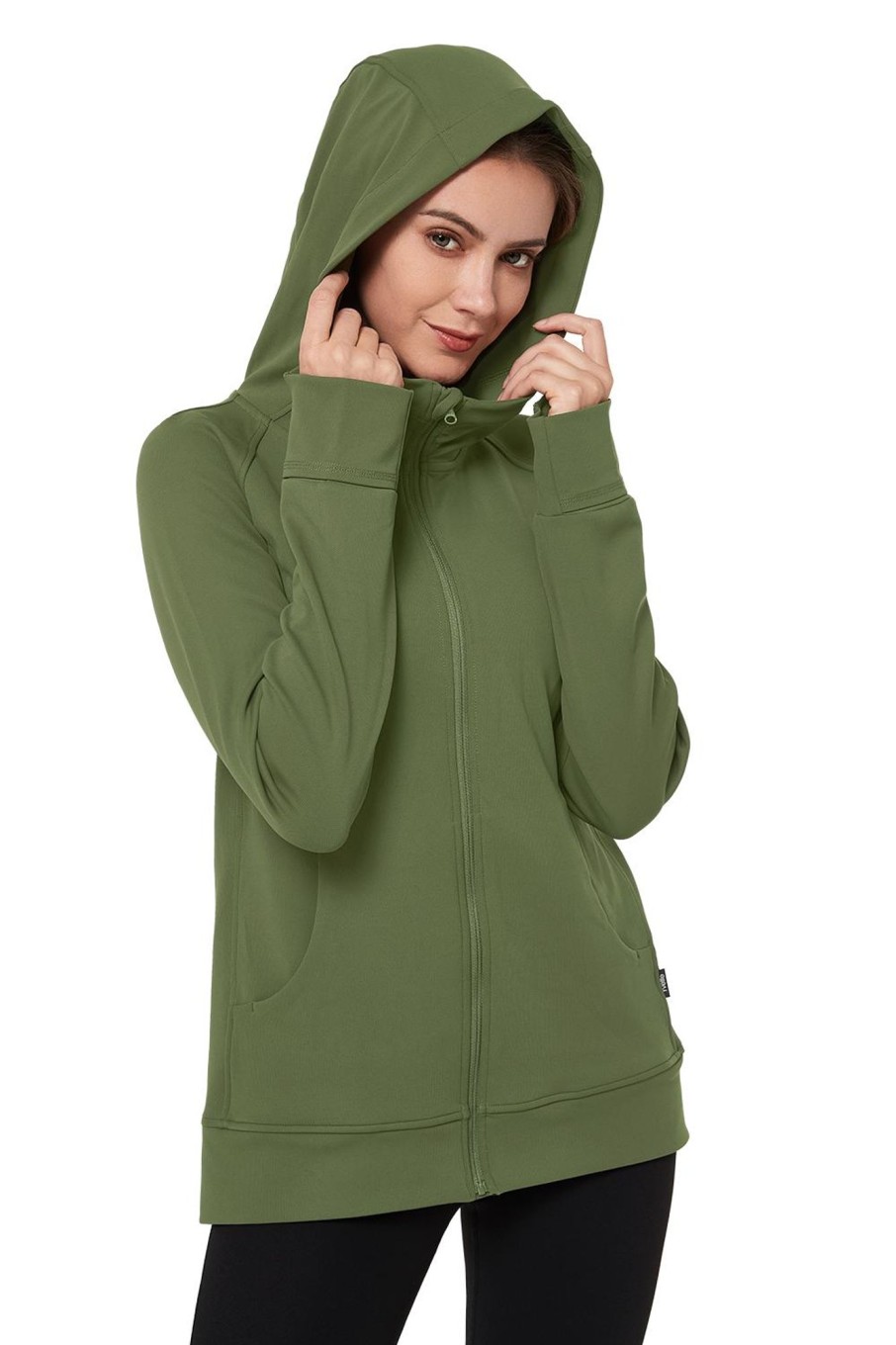 Tops Yvette | Zip Hoodie Liz Dark Green