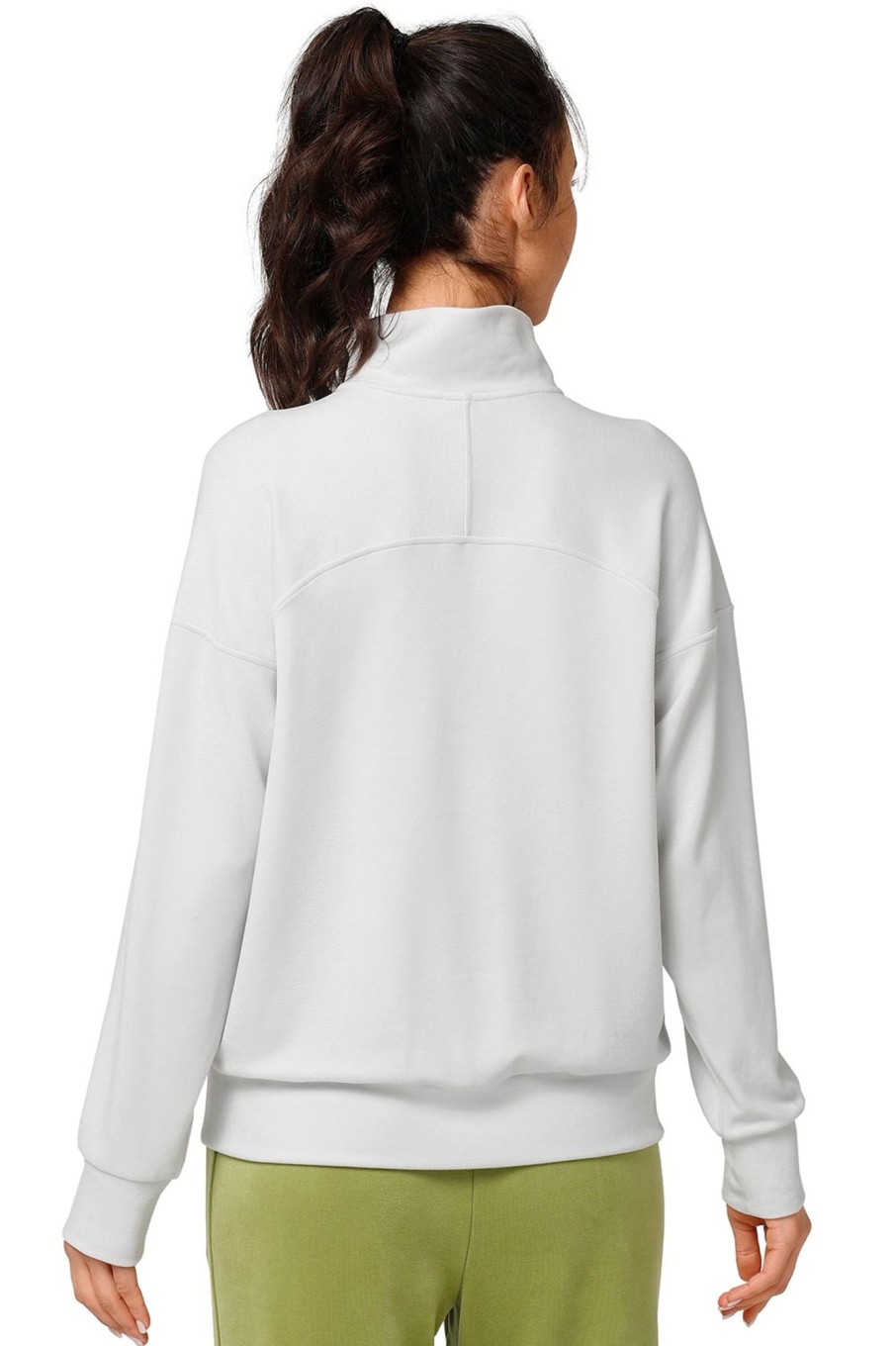 Tops Yvette | Zip Sweatshirt Comfy White