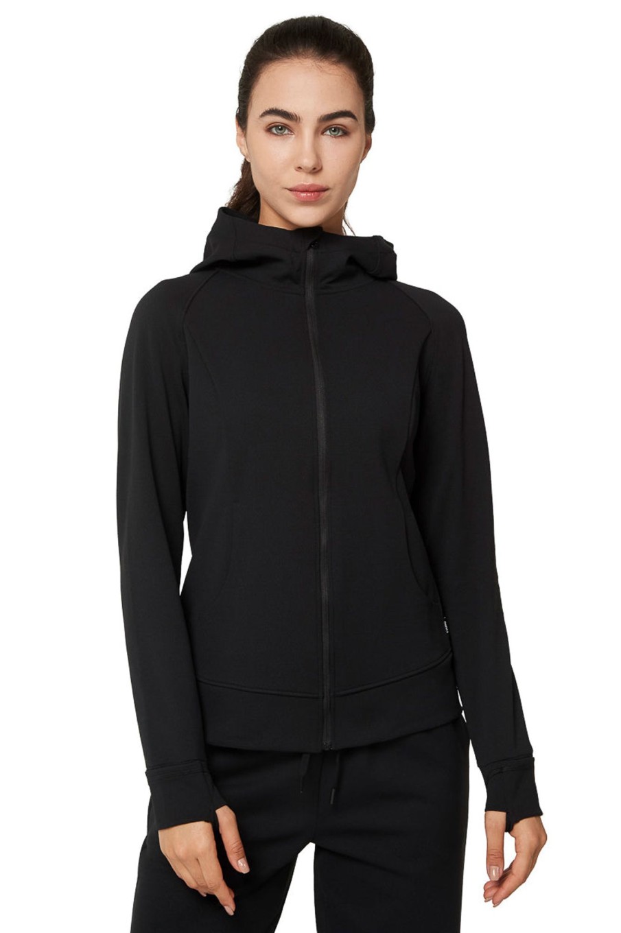 Tops Yvette | Zip Hoodie Clea Black