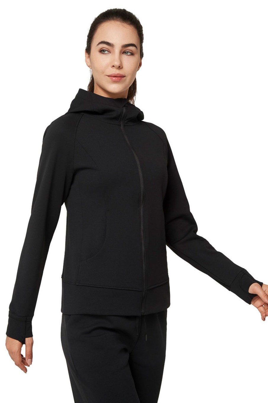 Tops Yvette | Zip Hoodie Clea Black