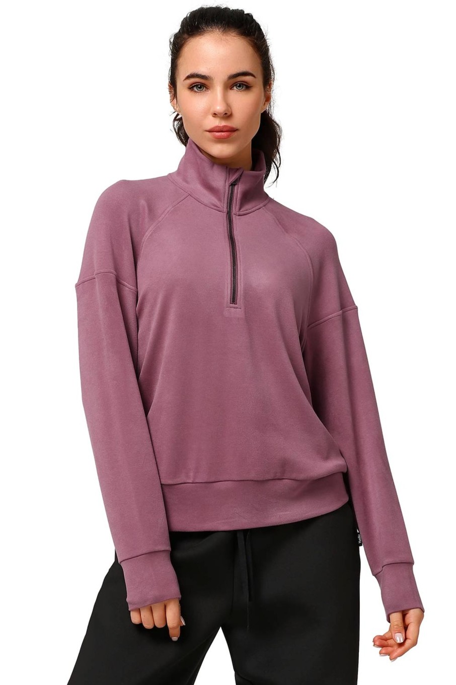 Tops Yvette | Zip Sweatshirt Comfy Wine