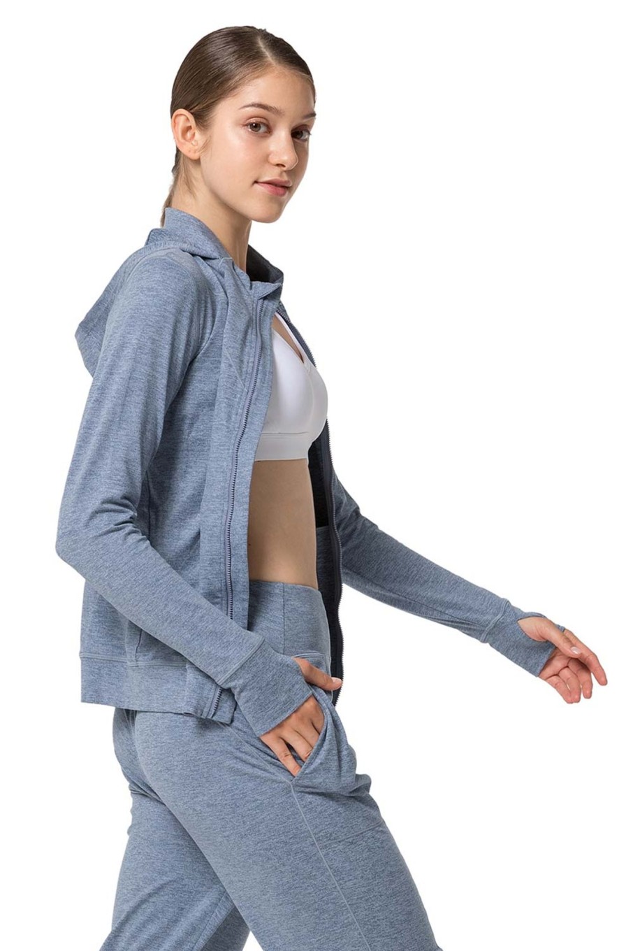 Tops Yvette | Zip Hoodie Jules Blue