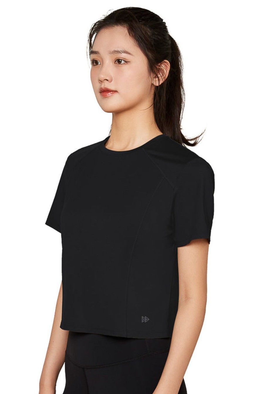 Tops Yvette | Cropped T-Shirt Mel Black