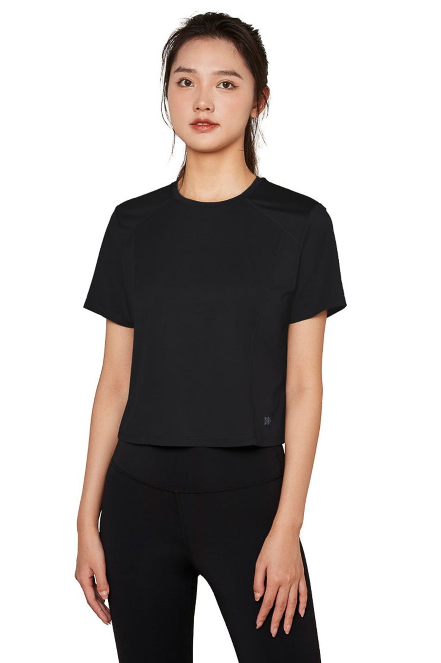 Tops Yvette | Cropped T-Shirt Mel Black