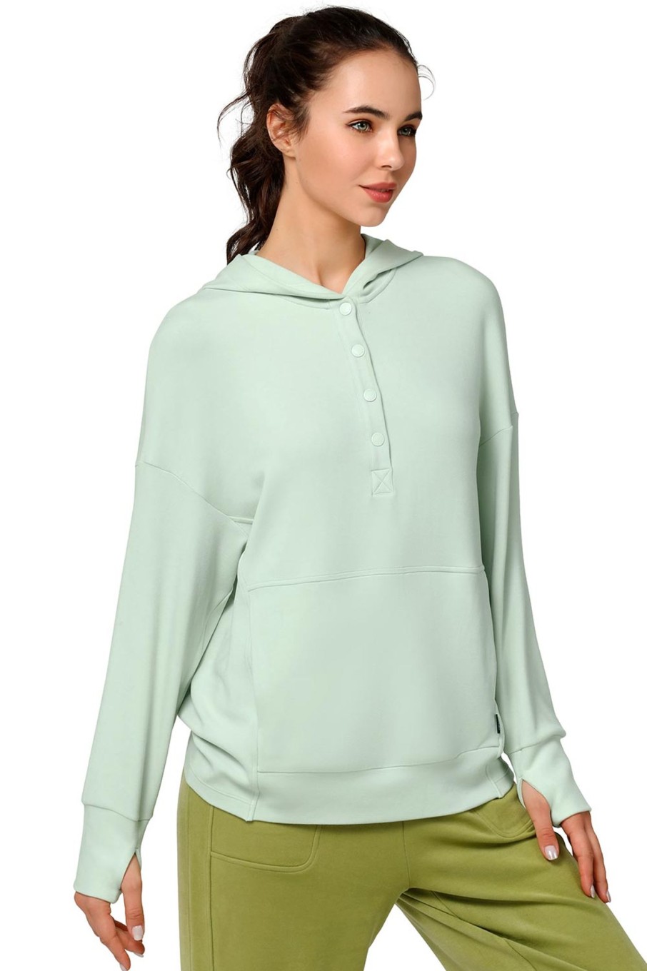 Tops Yvette | Hoodie Comfy Light Green